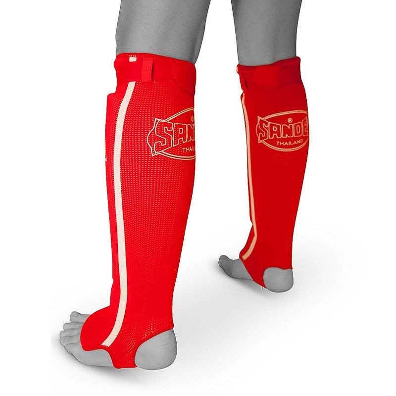 Sandee Slip-on Competition Shinguards Red-White