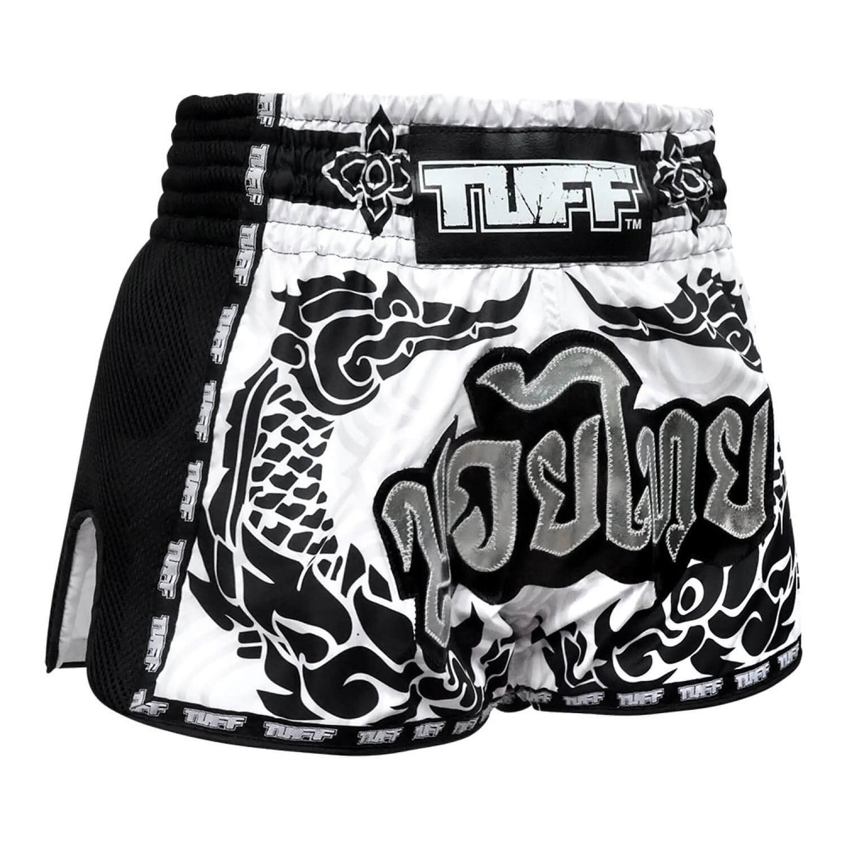 TUFF MSC108 Muay Thai Shorts Retro White The Great Hongsa