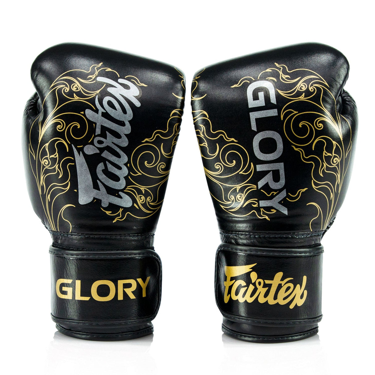 BGVG3 Fairtex X Glory Velcro Boxing Gloves Black-Gold