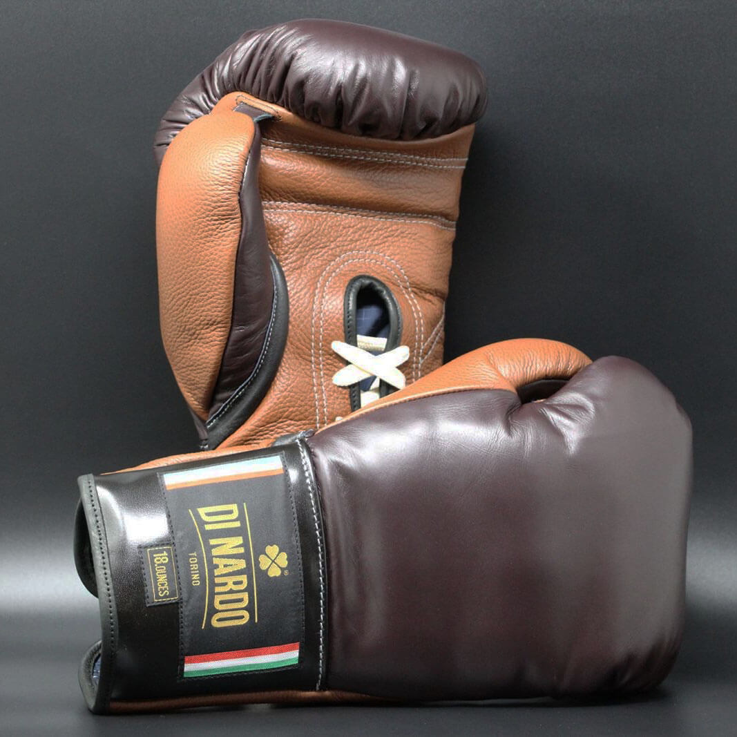 Di Nardo Lace Boxing Gloves Burgundy Brown