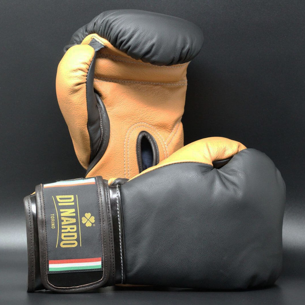 Di Nardo Velcro Boxing Gloves Black Beige