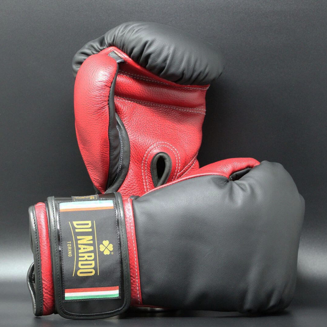 Di Nardo Velcro Boxing Gloves Black Red