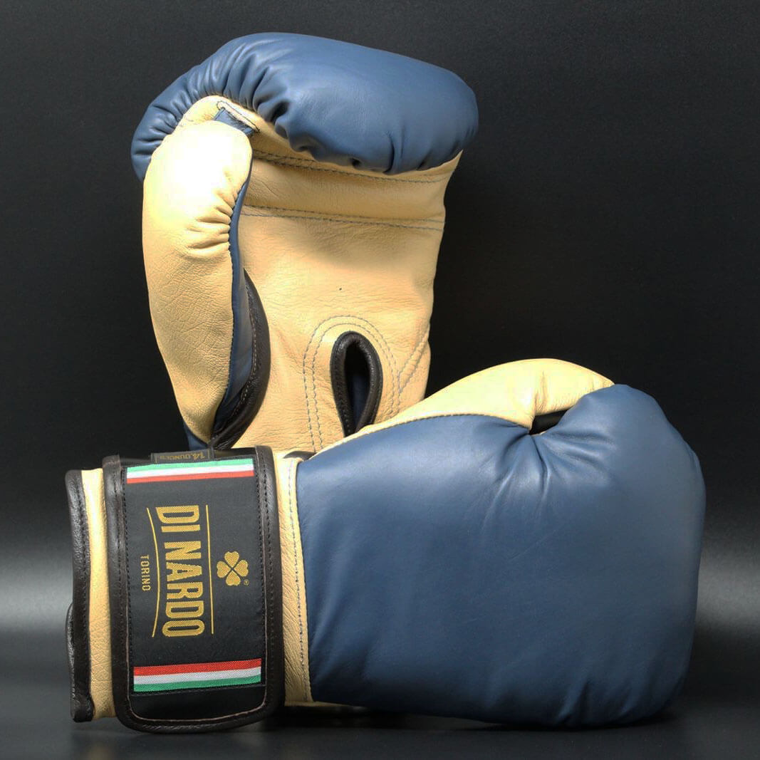 Di Nardo Velcro Boxing Gloves Blue Beige