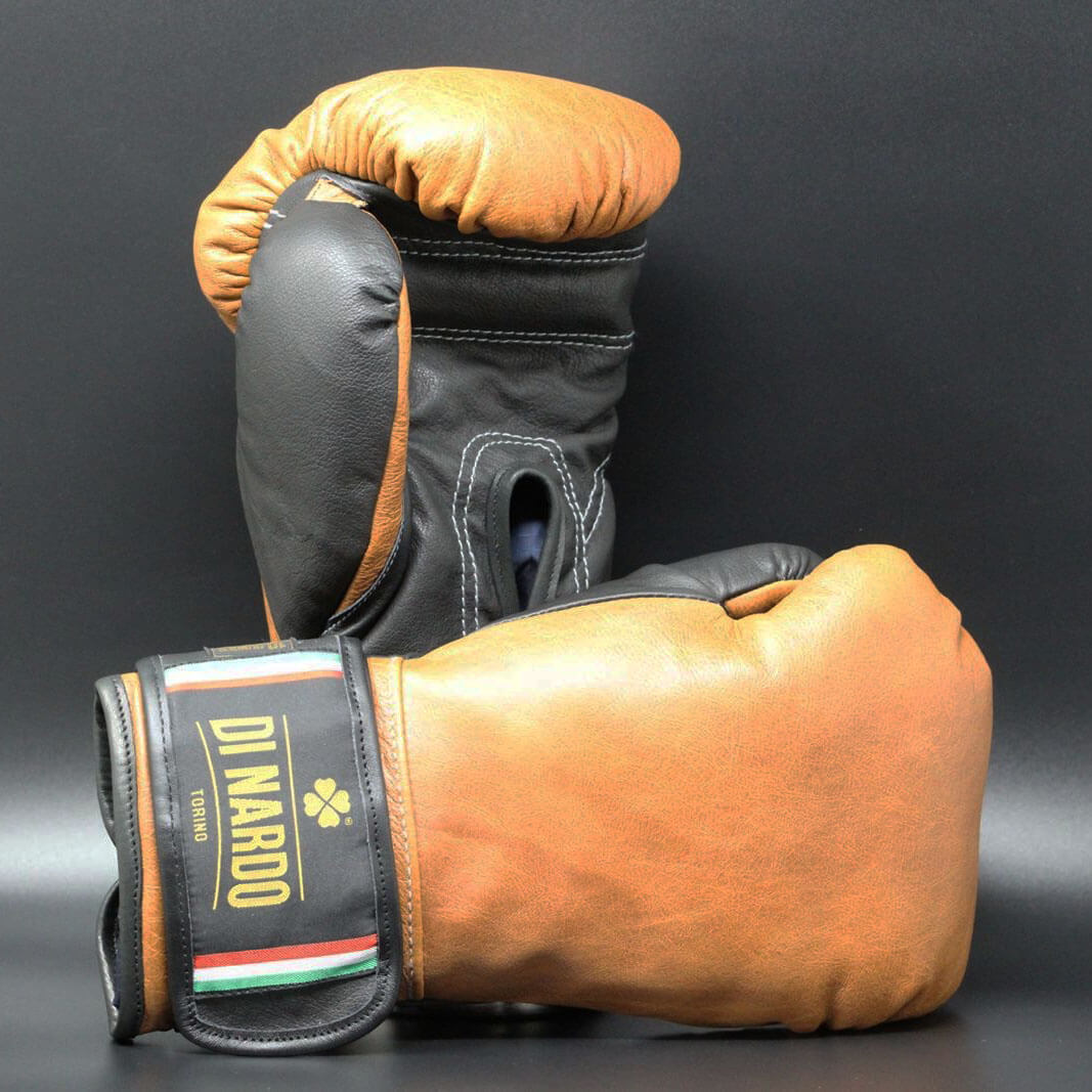 Di Nardo Velcro Boxing Gloves Brown Black