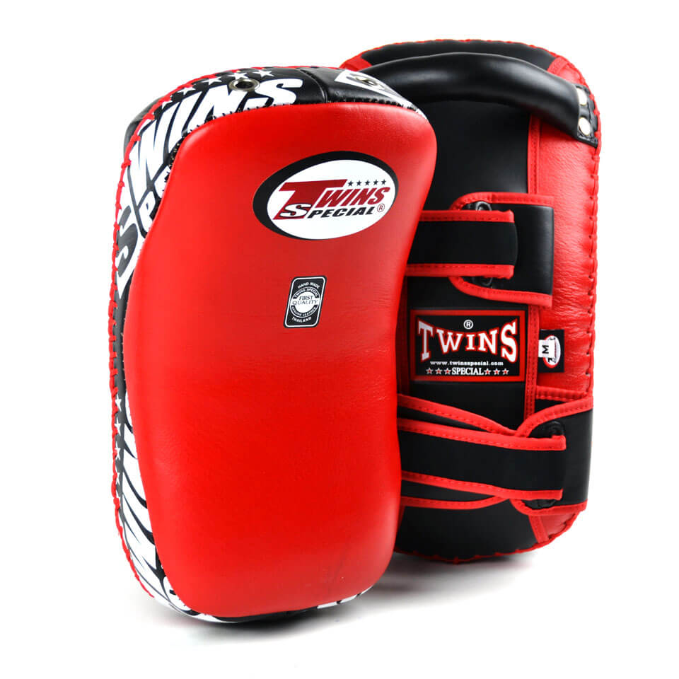 Twins KPL10 Leather Thai Kick Pads Red/Black - Gymzey.com