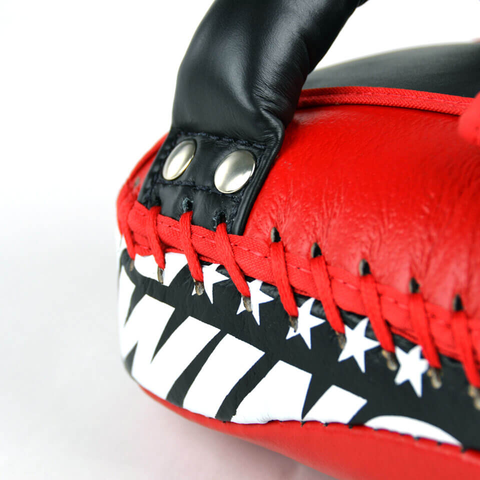 Twins KPL10 Leather Thai Kick Pads Red/Black - Gymzey.com