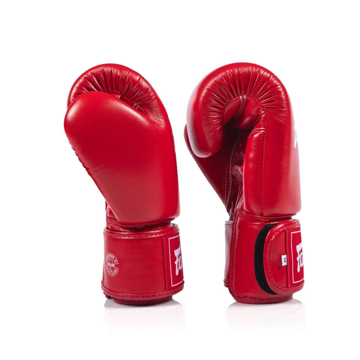 Red fairtex bgv1c plus boxing gloves on a white background side view