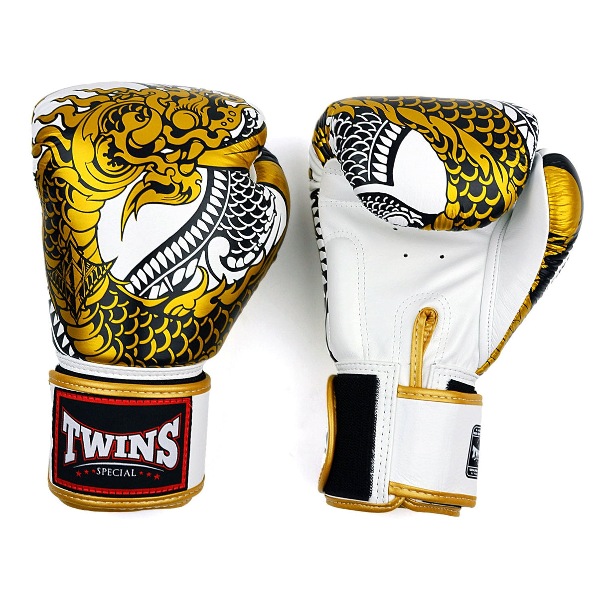 Twins Special FBGVL4-52 Boxing Gloves - Nagas - White-Gold