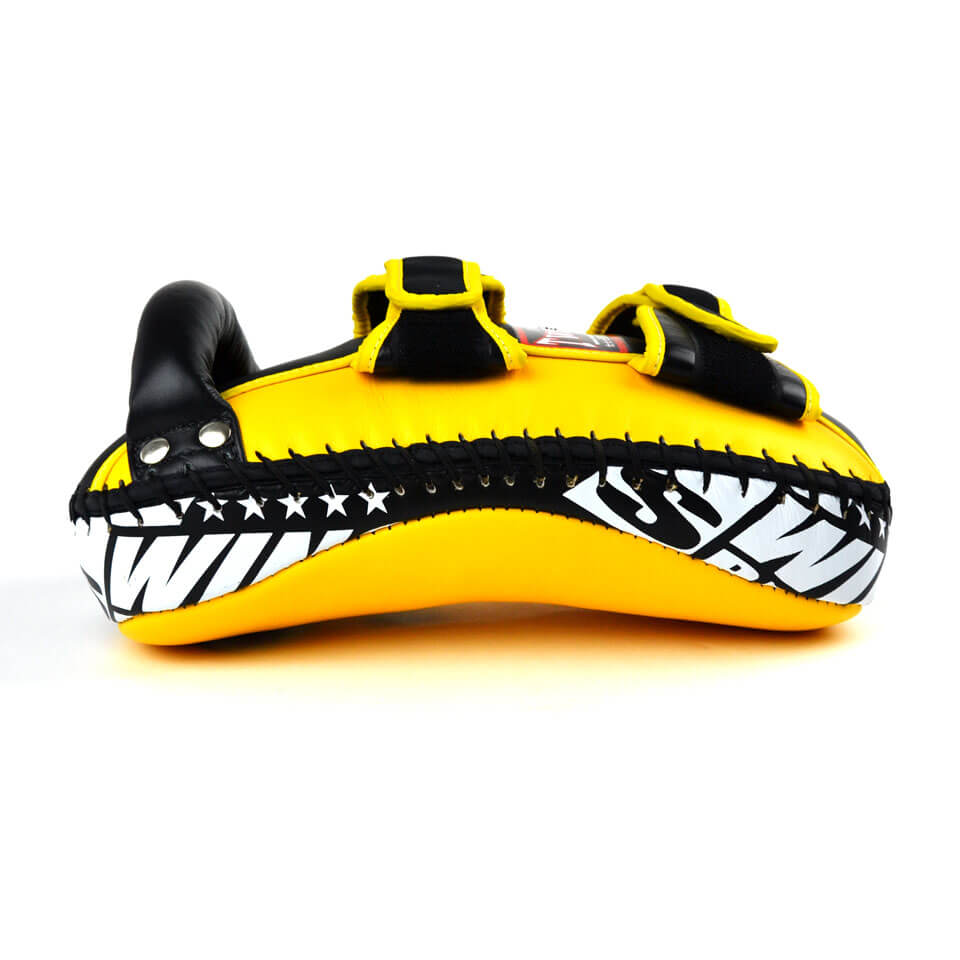 Twins KPL10 Leather Thai Kick Pads Yellow/Black - Gymzey.com