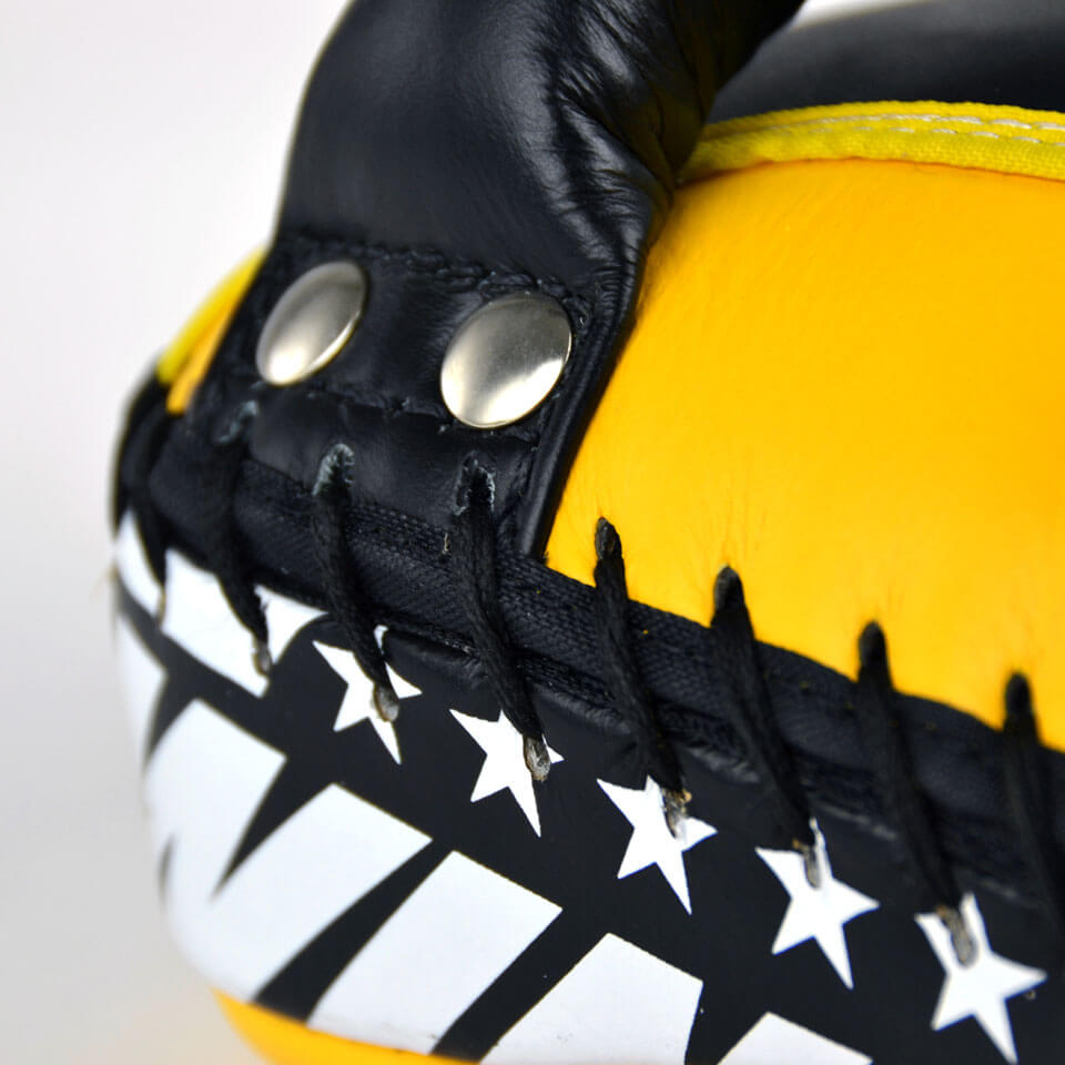 Twins KPL10 Leather Thai Kick Pads Yellow/Black - Gymzey.com