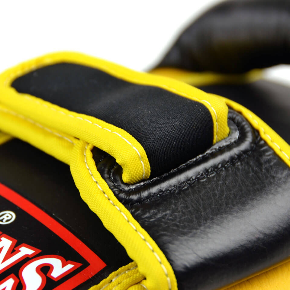 Twins KPL10 Leather Thai Kick Pads Yellow/Black - Gymzey.com