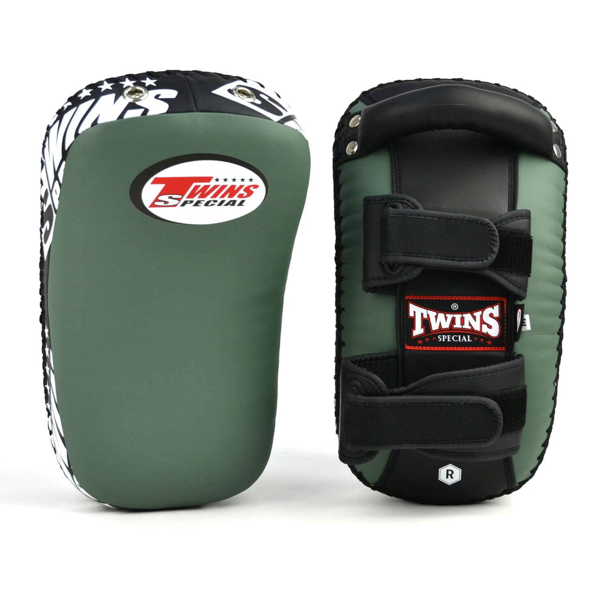 Twins KPS10 Lightweight Microfibre Thai Kick Pads Olive-Black