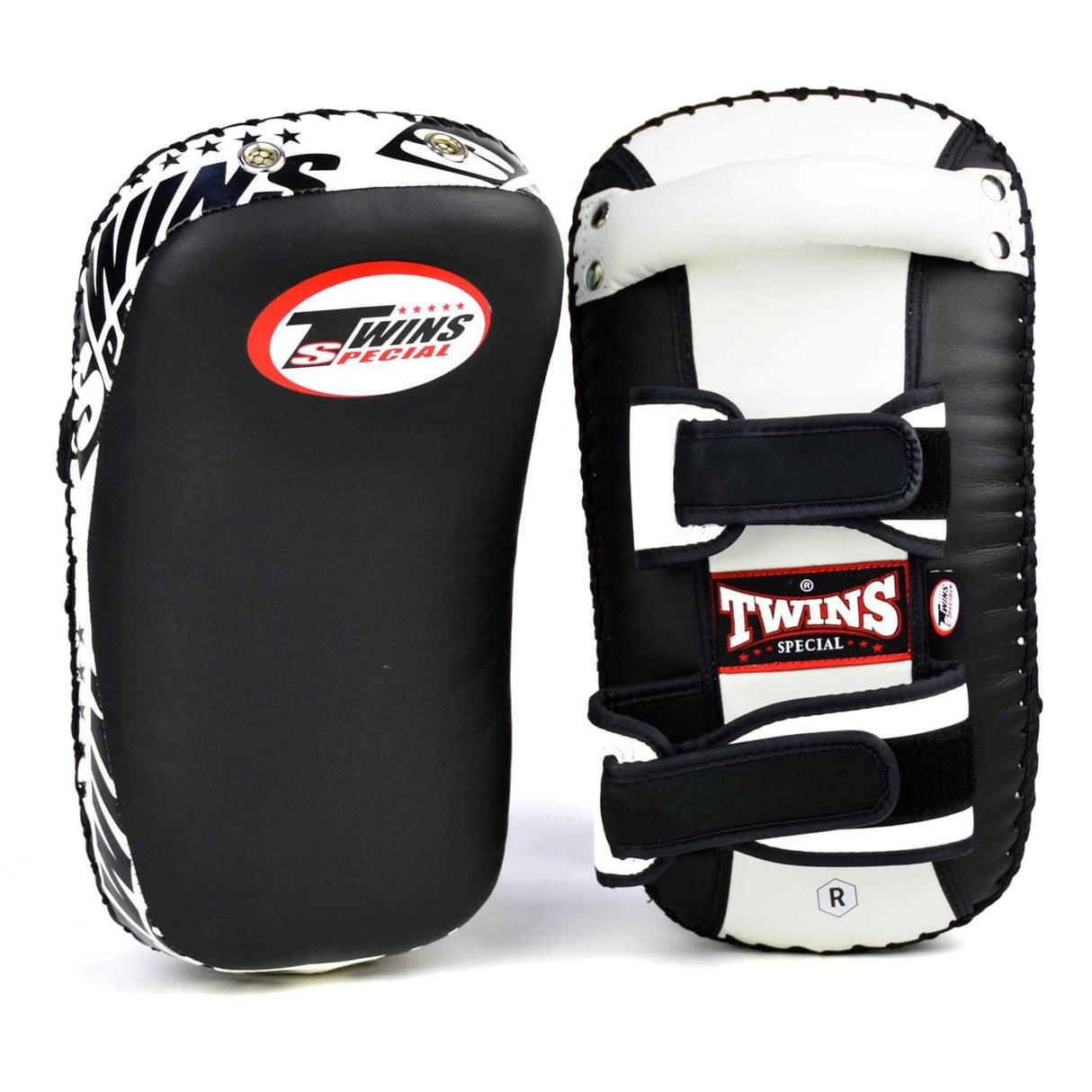 Twins KPS10 Lightweight Microfibre Thai Kick Pads Black-White