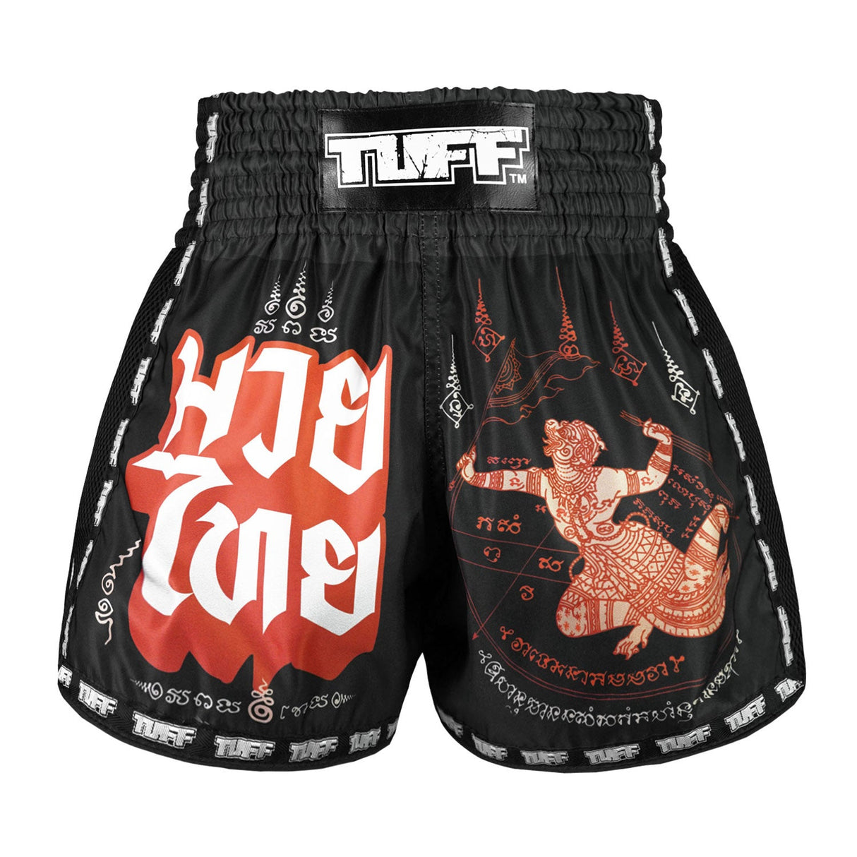 MSC102 TUFF Muaythai Shorts Retro Style Hanuman Flying Raising The Flag