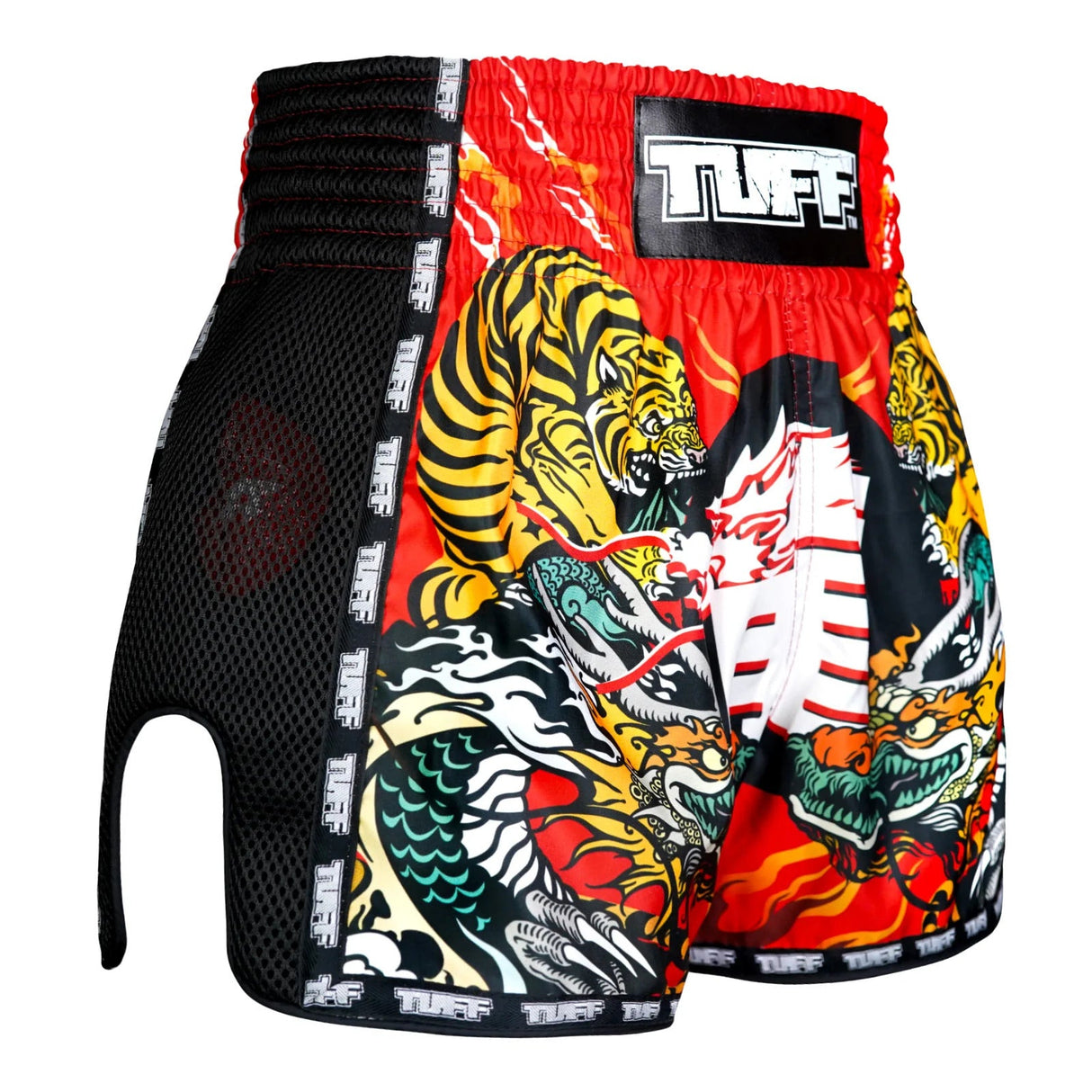 MSC113 TUFF Muaythai Shorts Retro Style Chinese Dragon and Tiger