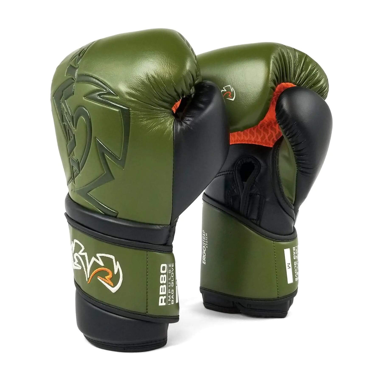 Durable microfibre Rival RB80 Khaki boxing gloves with foam padding