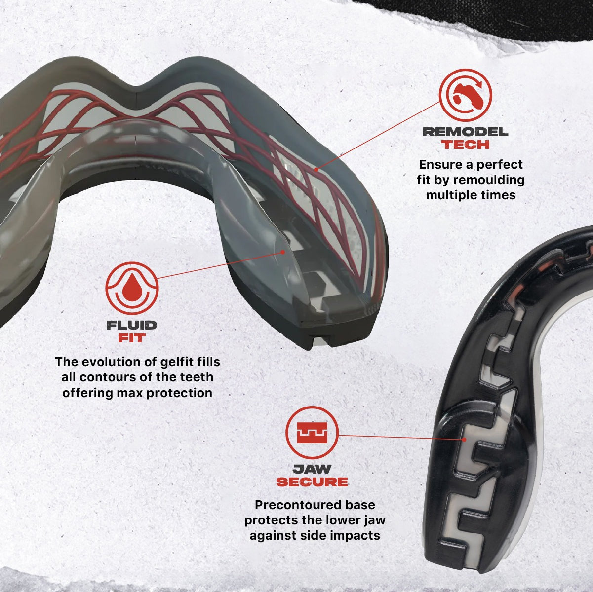 SafeJawz Nitro Mouth Guard Black-Red