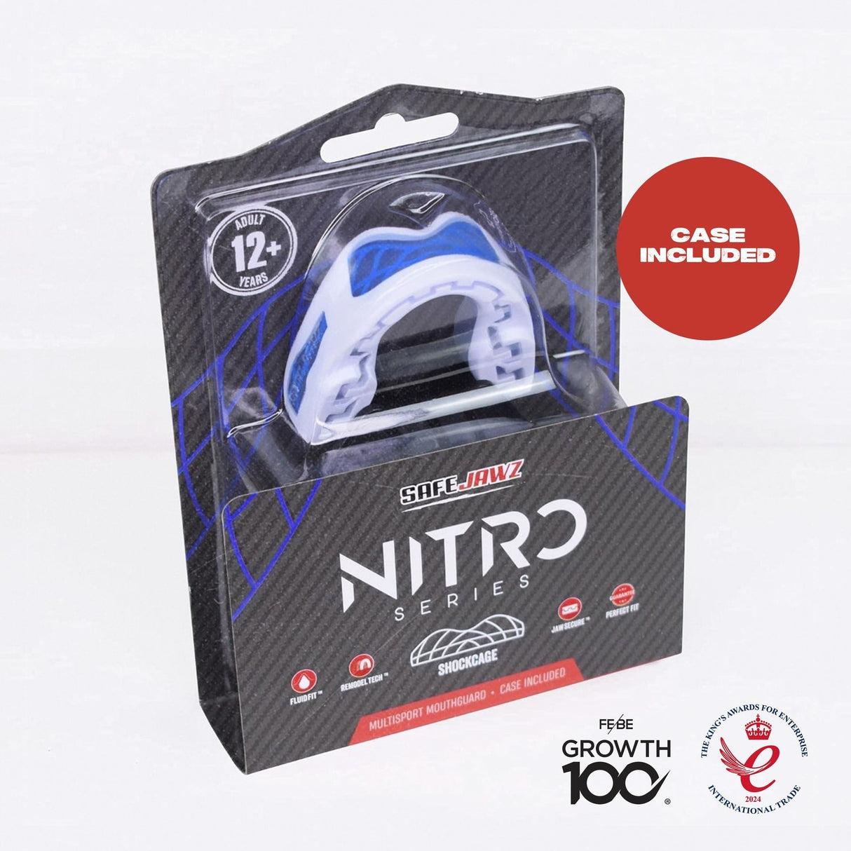 SafeJawz Nitro Mouth Guard White-Blue