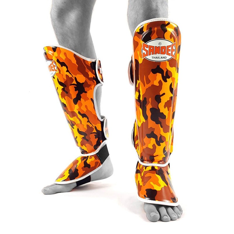 Sandee Kids Shin Guards Camo Orange
