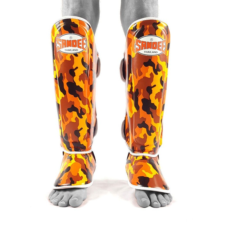 Sandee Kids Shin Guards Camo Orange