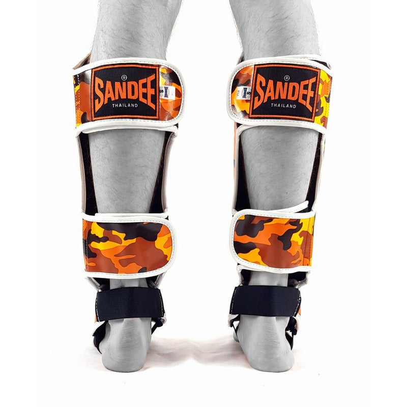 Sandee Kids Shin Guards Camo Orange