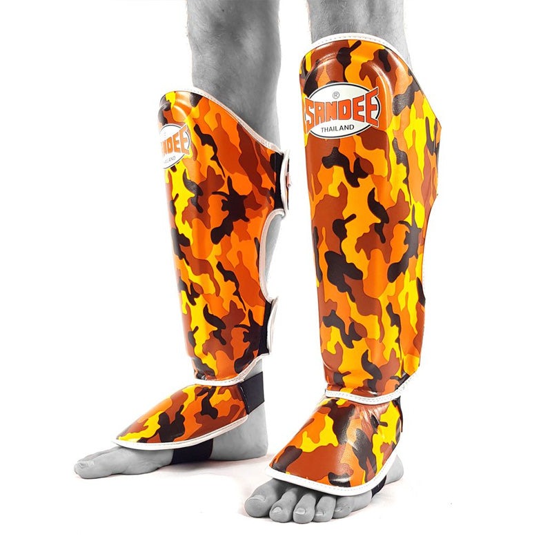 Sandee Kids Shin Guards Camo Orange