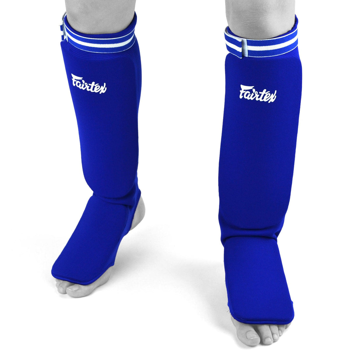 SPE1 Fairtex Elastic Competition Shin Pads Blue