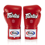 Fairtex BGL6 Lace-up Competition Boxing Gloves - Red