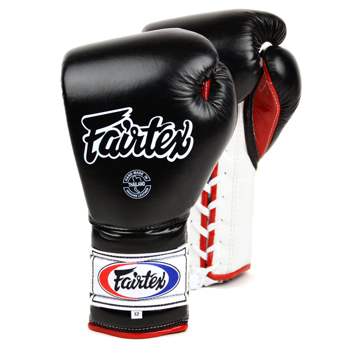 Fairtex BGL7 Mexican-Style Lace-up Training Gloves - Black-White-Red