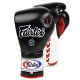 Fairtex BGL7 Mexican-Style Lace-up Training Gloves - Black-White-Red