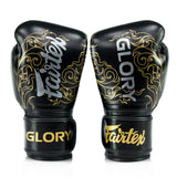 BGVG3 Fairtex X Glory Velcro Boxing Gloves Black-Gold