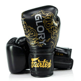 BGVG3 Fairtex X Glory Velcro Boxing Gloves Black-Gold