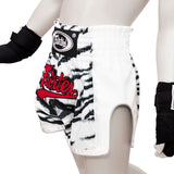 BSK2103 Fairtex Kids Muaythai Shorts White Tiger