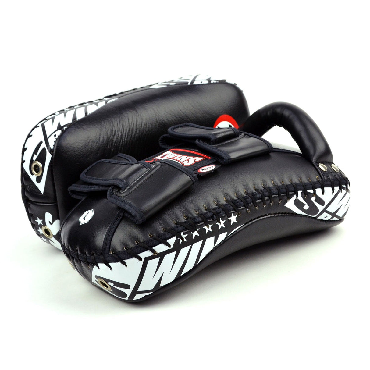 KPL10 Twins Curved Leather Thai Kick Pads Black