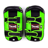 KPL10 Twins Curved Leather Thai Kick Pads Green-Black