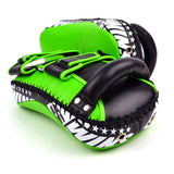 KPL10 Twins Curved Leather Thai Kick Pads Green-Black