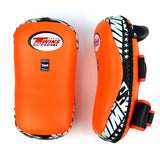 KPL10 Twins Curved Leather Thai Kick Pads Orange-Black