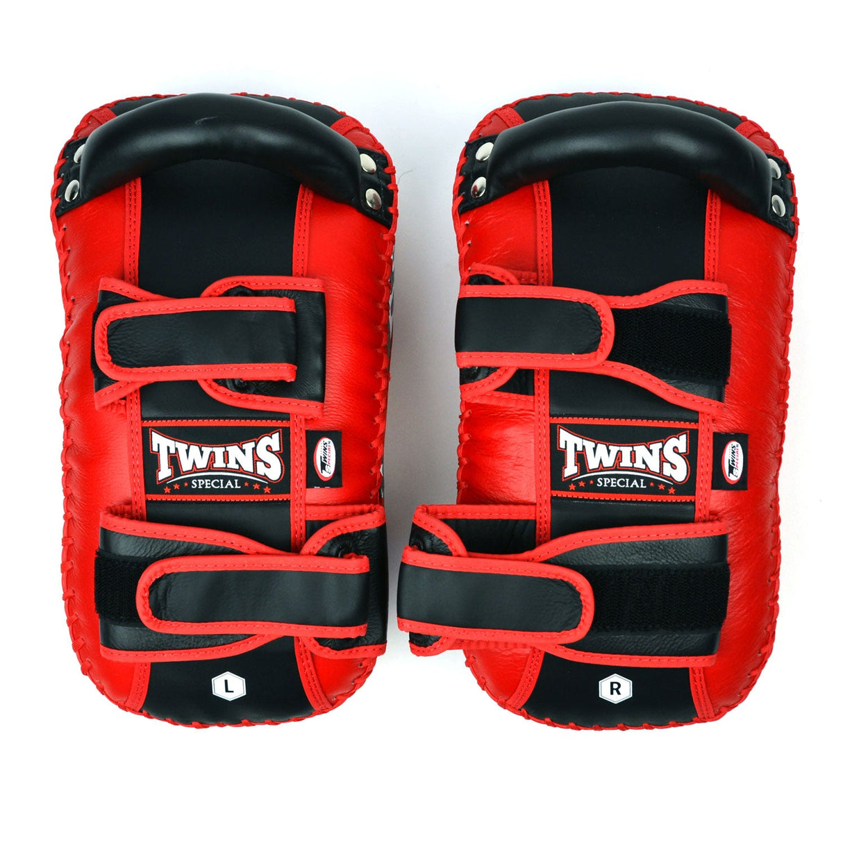KPL10 Twins Curved Leather Thai Kick Pads Red-Black