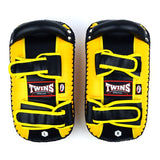 KPL10 Twins Curved Leather Thai Kick Pads Yellow-Black