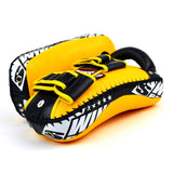 KPL10 Twins Curved Leather Thai Kick Pads Yellow-Black
