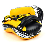 KPL10 Twins Curved Leather Thai Kick Pads Yellow-Black