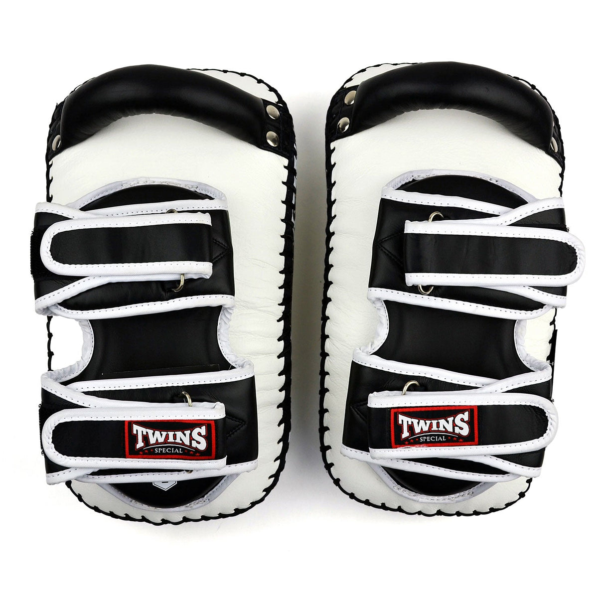 KPL12 Twins Deluxe Curved Leather Kick Pads White-Black