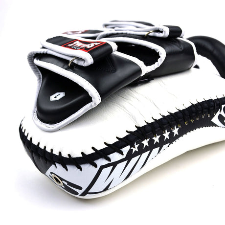 KPL12 Twins Deluxe Curved Leather Kick Pads White-Black