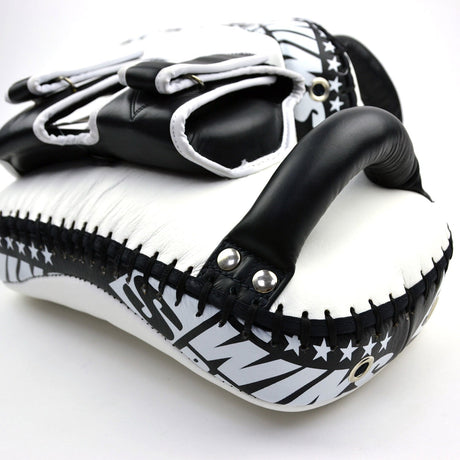 KPL12 Twins Deluxe Curved Leather Kick Pads White-Black