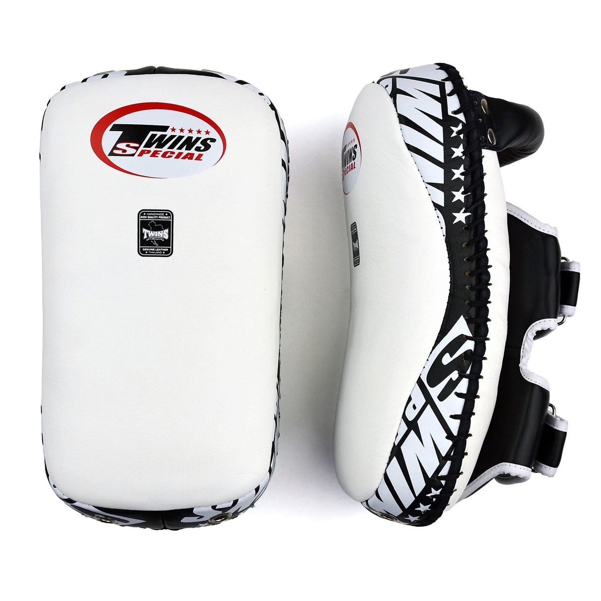 KPL12 Twins Deluxe Curved Leather Kick Pads White-Black