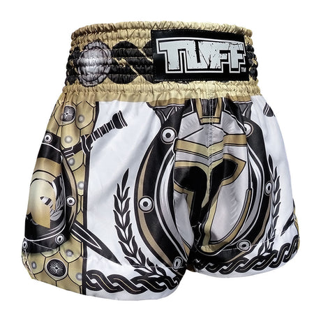 MS634 TUFF Muay Thai Shorts Golden Gladiator in White