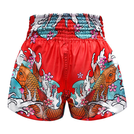 MS637 TUFF Muay Thai Shorts Red Japanese Koi Fish