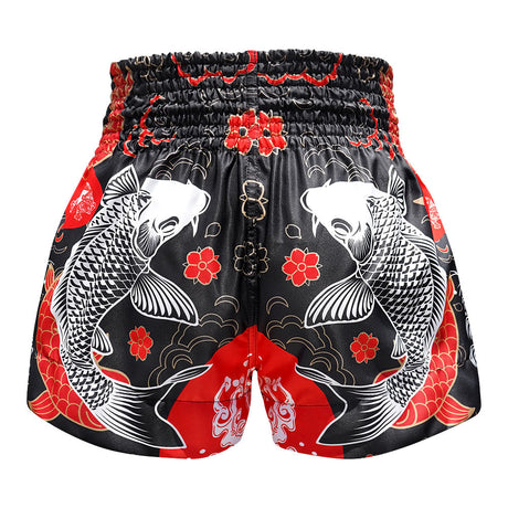 MS638 TUFF Muay Thai Shorts Black Japanese Koi Fish