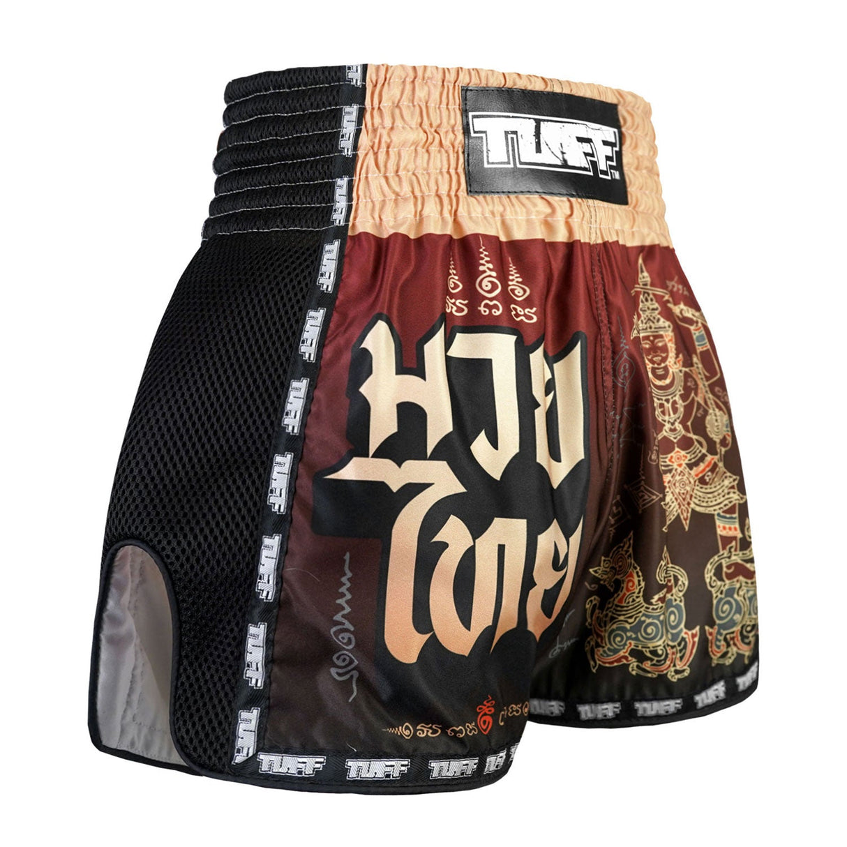MSC101 TUFF Muaythai Shorts Retro Style Yant Narai Turning the Land