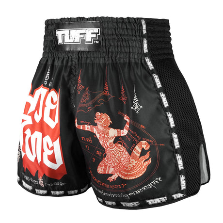 MSC102 TUFF Muaythai Shorts Retro Style Hanuman Flying Raising The Flag